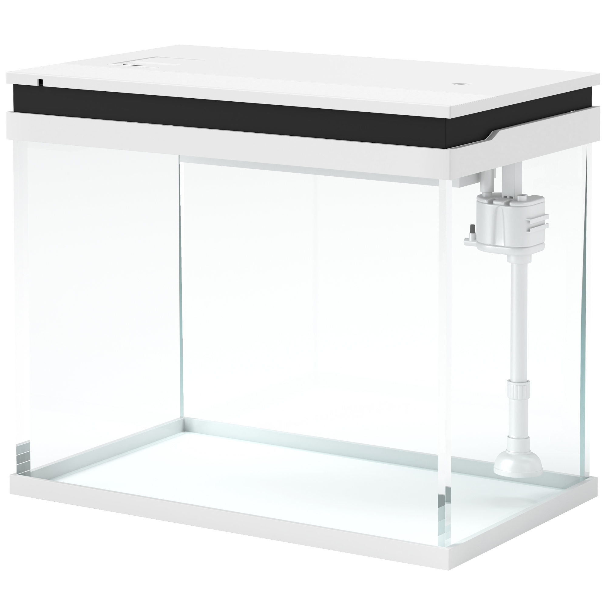41 Liter Glas-Aquarium mit Filtersystem, LED-Lichtern, Wasserpumpe, für verschiedene Fischarten, Weiß