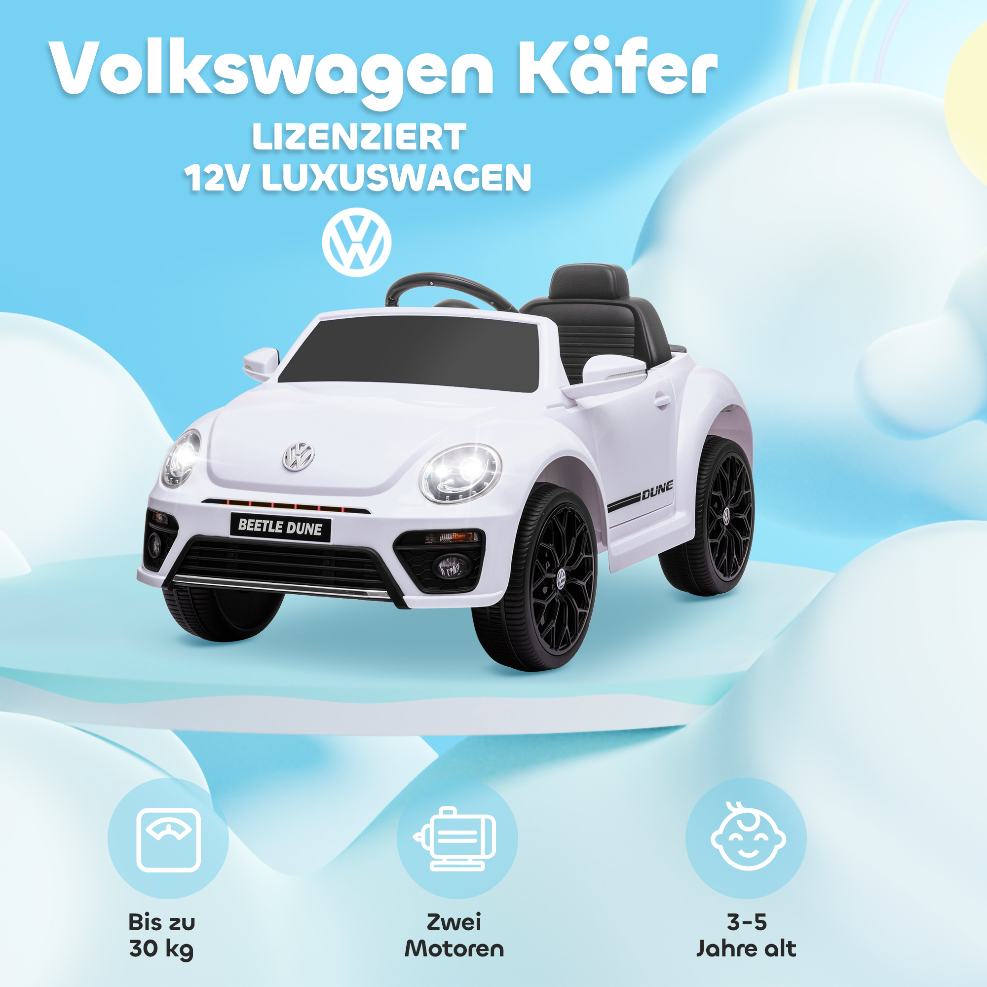 Kinderfahrzeug VW Käfer, weiß