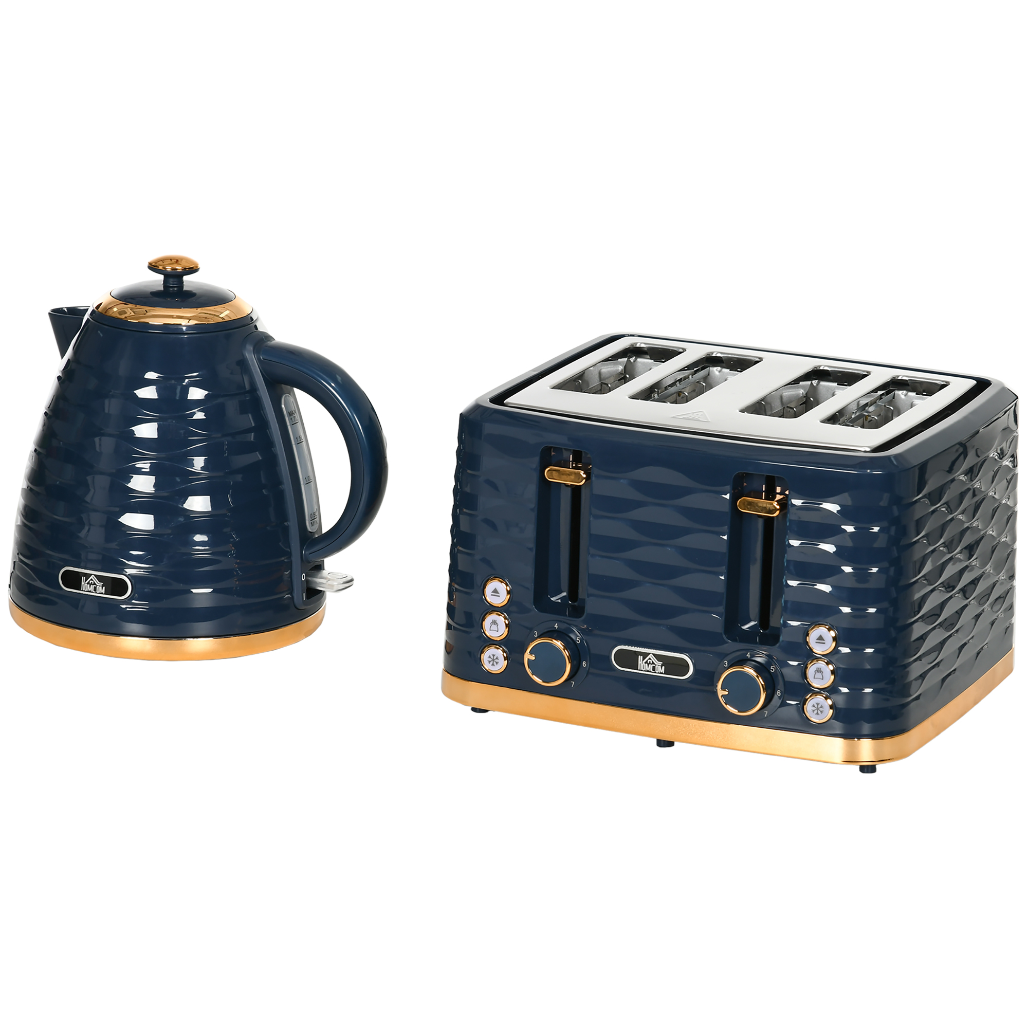 2-in-1 Toaster- und Wasserkocher-Set, 7 Bräunungsstufen, Auftau- und Aufwärmfunktion, Blau