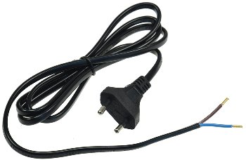 Netzkabel Euro, blankes Ende, 1,5m / H03VVH2-F2 0,75 mm² 2,5A/250V schwarz