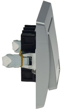 DELPHI Taster mit Namensschild / 0-250V~/ 10A, inkl. Rahmen, UP, silber
