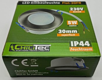 LED-Einbauleuchte "Flat-30 FR-R" 3000K, Ø85x30mm, 5W, 590lm, IP44, rund, poliert