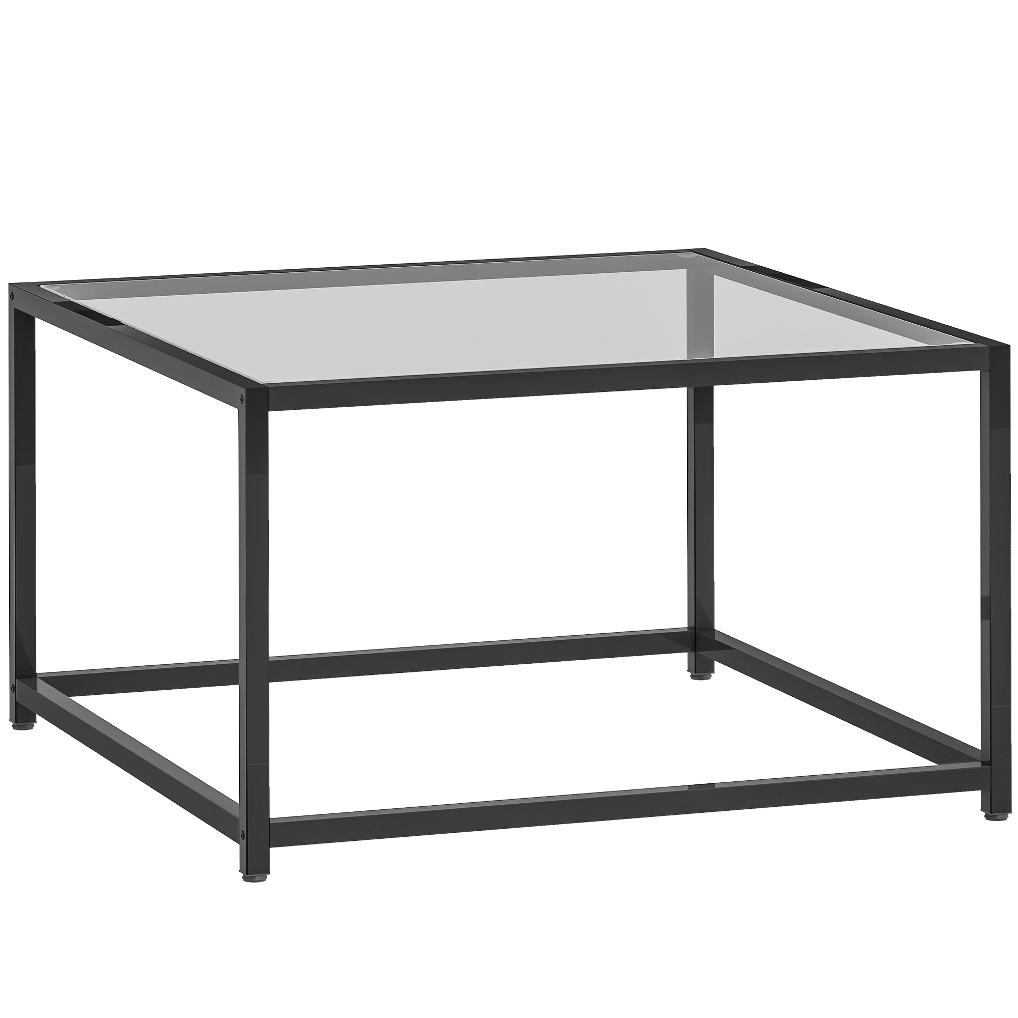 Beistelltisch Quadratisch Nachttisch mit Hartglas-Tischplatte, Couchtisch mit Beinen aus Stahl 68 x 68 x 39 cm Schwarz Beistelltisch Quadratisch Nachttisch mit Hartglas-Tischplatte, Couchtisch mit Beinen aus Stahl 68 x 68 x 39 cm Schwarz