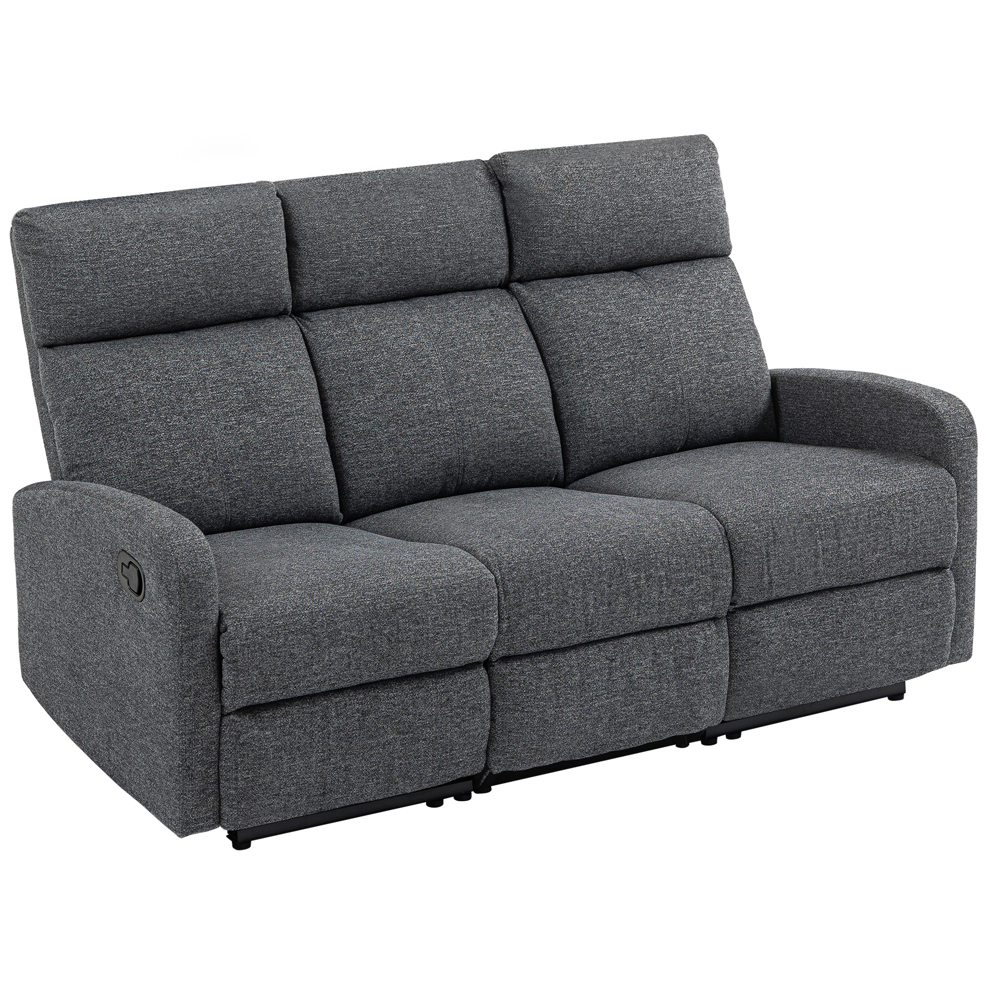 3-Sitzer-Sofa, individuell verstellbare Rückenlehnen, Fußstütze, Stoffbezug, Metall, Grau