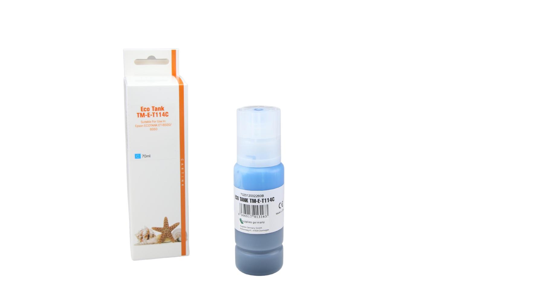 T114C Eco Tank Nachfüllflasche cyan für Epson / C13T07B240 / 70ml
