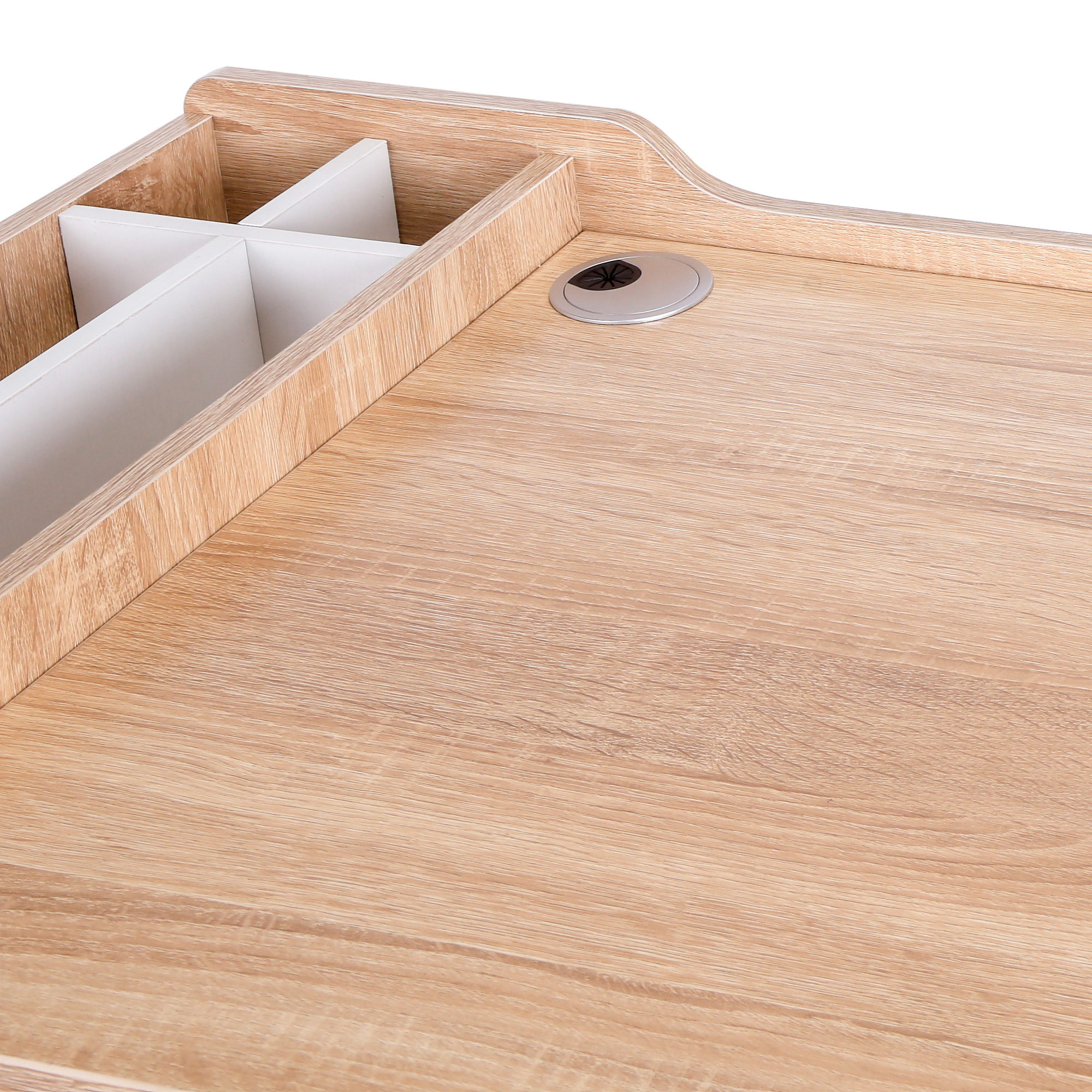 Schreibtisch Computertisch Bürotisch Arbeitstisch PC Tisch vielseitig verwendbar mit sechs Ablagefächern Schublade Breite Tischplatte für Arbeitszimmer Büro und Wohheim Natur 100 x 55 x 81,5 cm