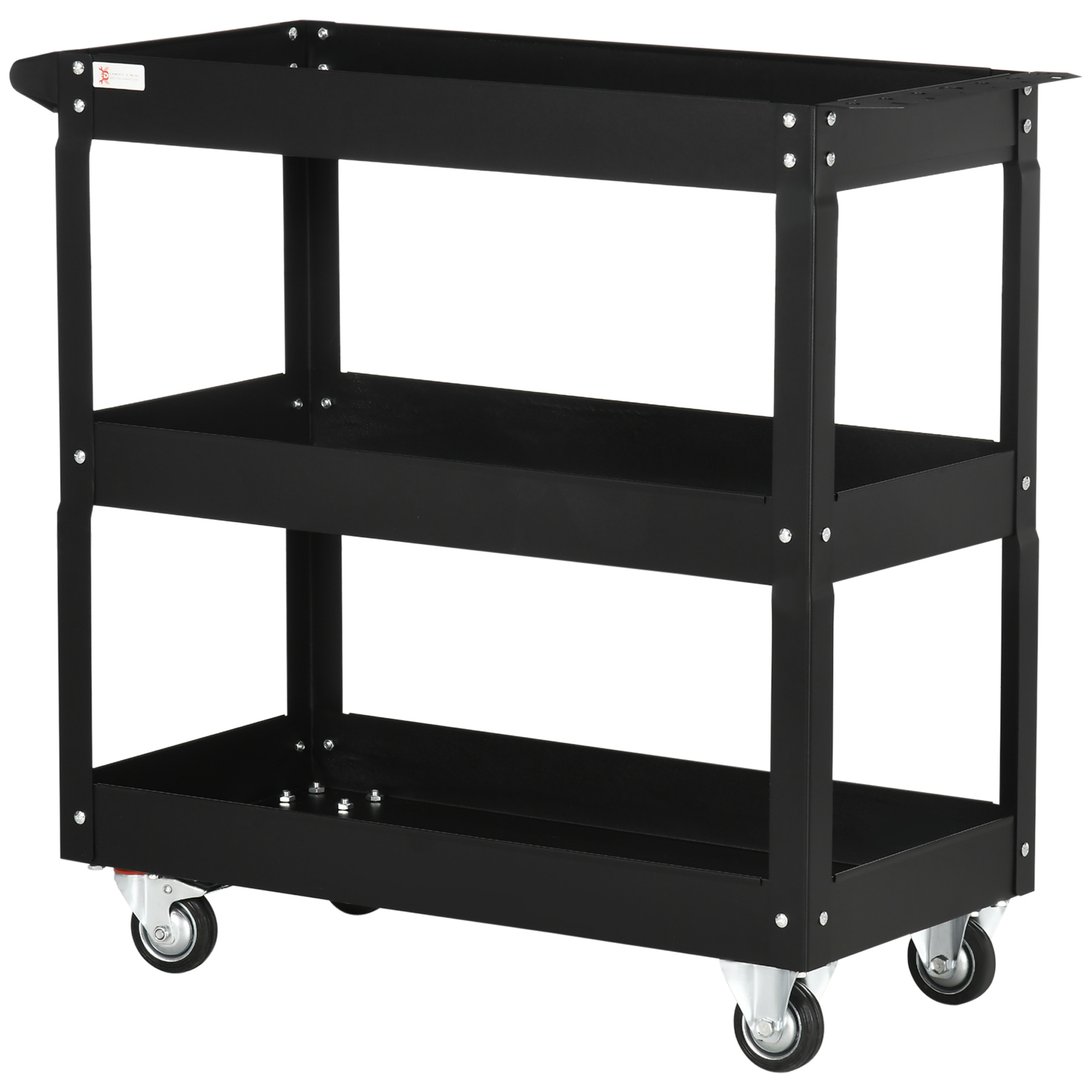 3-stufiger Werkzeugwagen, 4 Rollen, Stahl, 83B x 35,3T x 76H cm, Schwarz