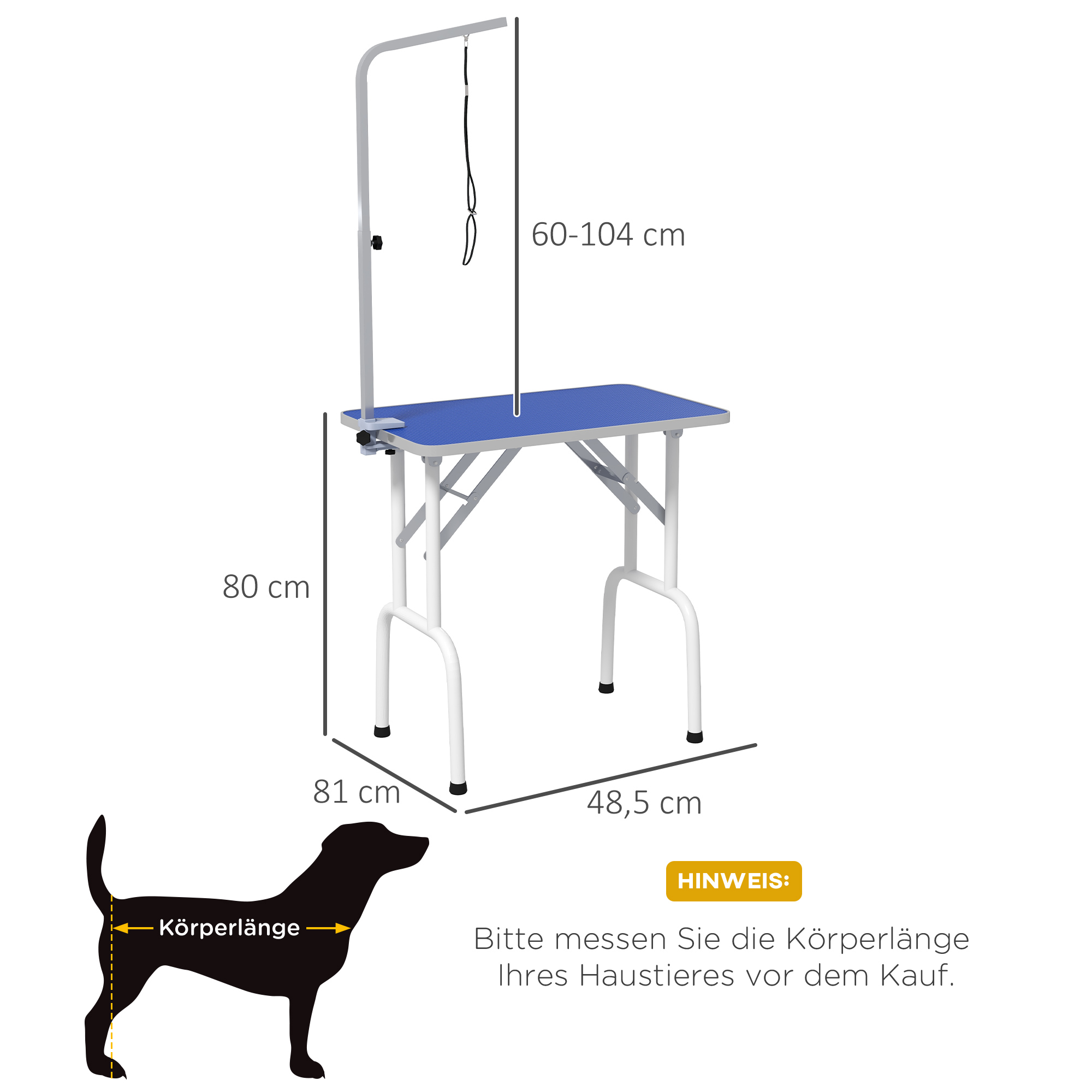 Haustier-Pflegetisch, zum Frisieren, Bürsten, Waschen von Haustieren, Metall, Blau