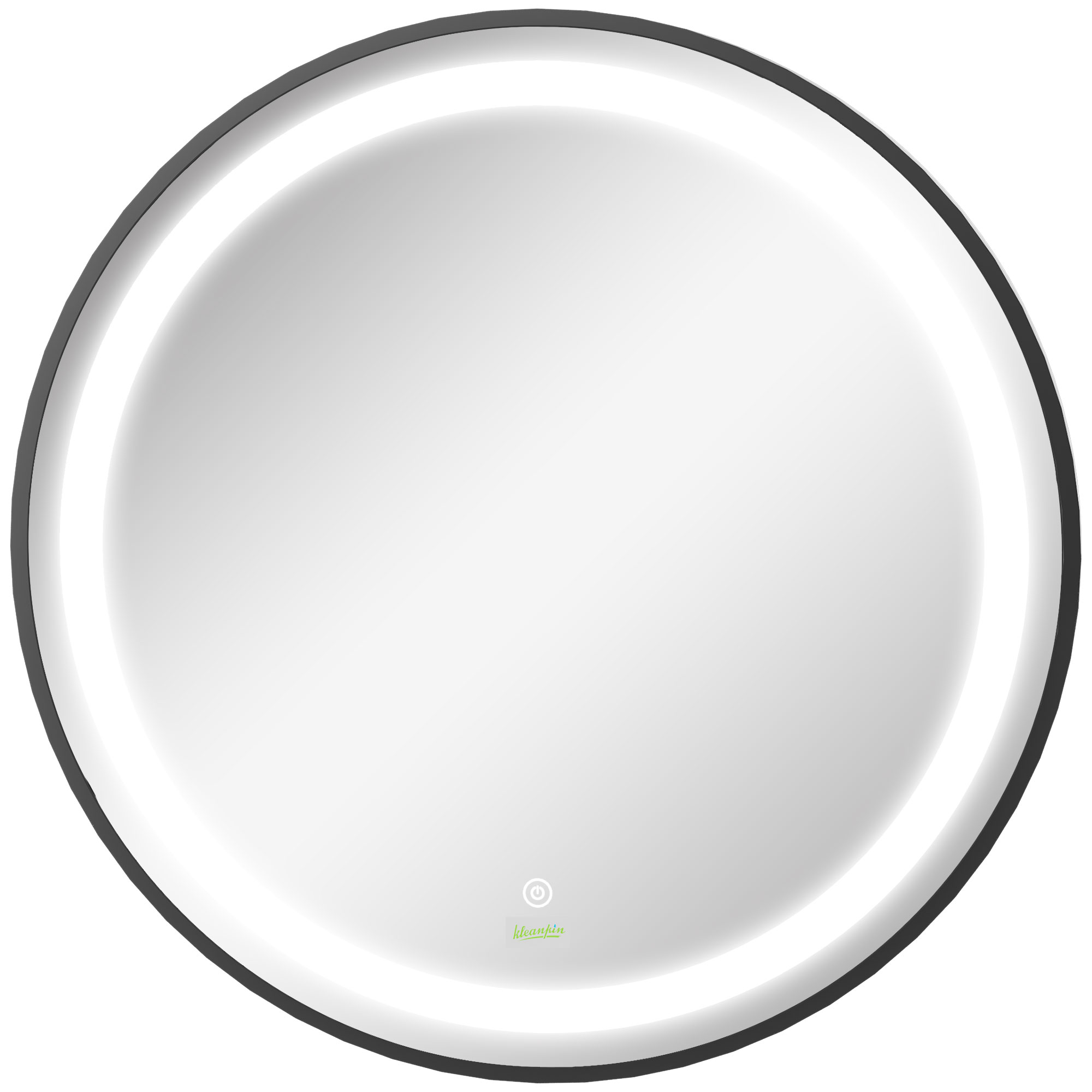 Badezimmerspiegel, LED-Beleuchtung, dimmbar, 3 Lichtfarben, Metallrahmen, Ø60 cm, Schwarz