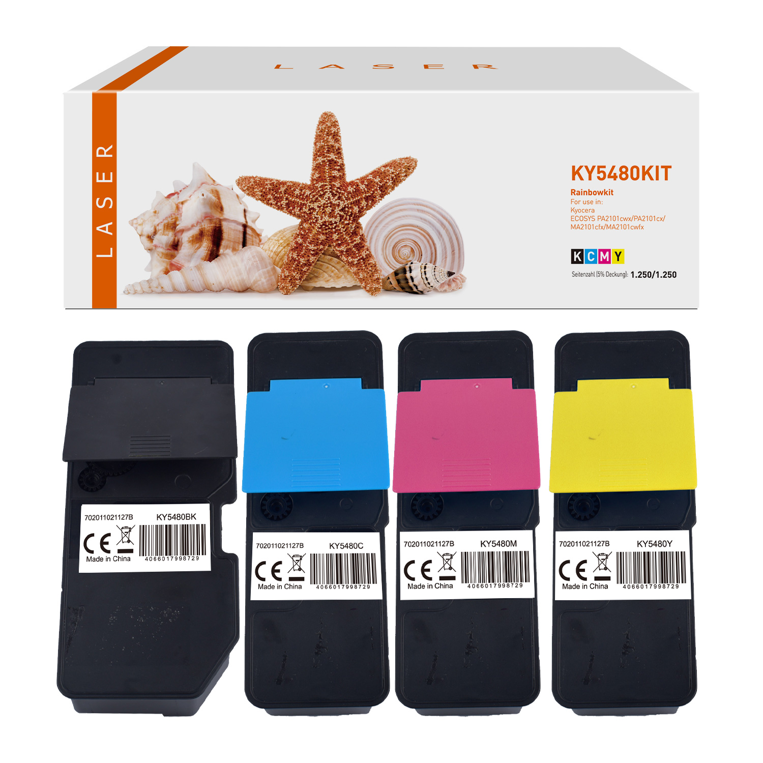 Toner mehrfarbig, alternativ zu Kyocera 1T0C220NL0, BKCMY=1250 Seiten