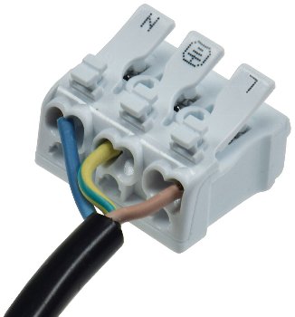 Lüsterklemme, 3-polig mit Hebel, 0,5-2,5mm², 450V/16A