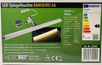 LED Spiegelleuchte IP44 "Banheiro 6A" / 230V, 6W, 780lm, 40cm, 2900K warmweiß