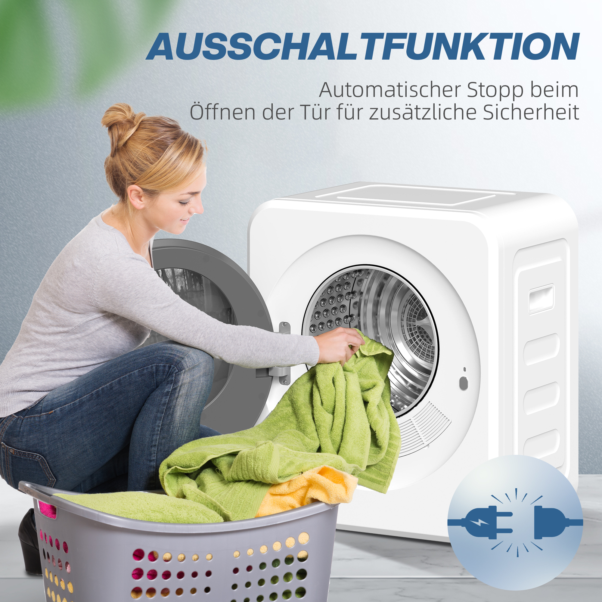 Ablufttrockner, 4 kg Frontlader-Wäschetrockner mit Edelstahltrommel, 800W Kompakt Freistehend, Weiß