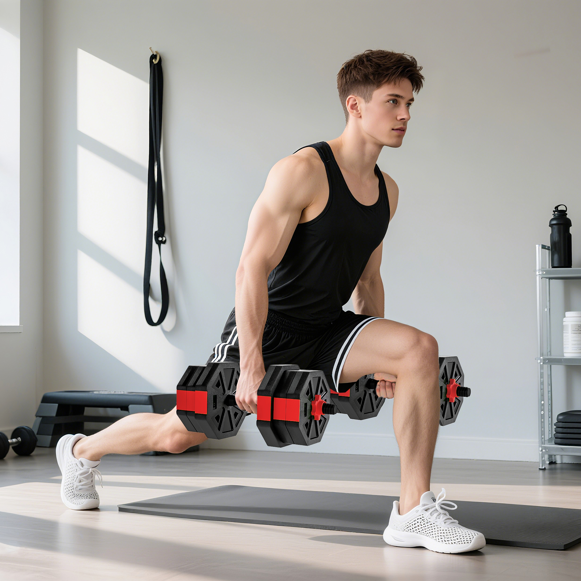 6-in-1 Hantelset Kurzhantel Set Kurzhanteln Langhanteln verstellbar 20 KG für Krafttraining Zuhause