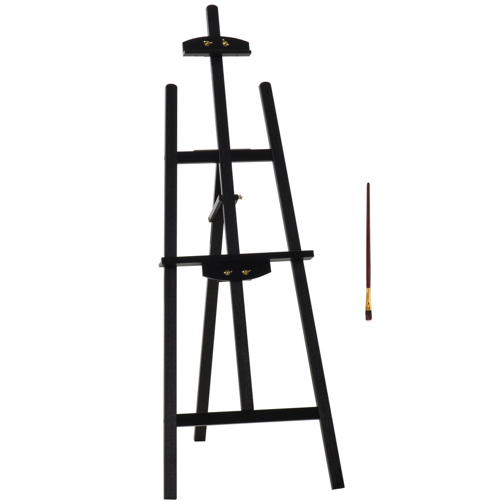 Staffelei Holz 134,5 cm hoch Holzstaffelei für Leinwände bis 108 cm Feldstaffelei Atelierstaffelei für Malerei, Skizze, Hochzeit, Ausstellung Schwarz