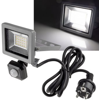 LED-Fluter SlimLine "CTF-SLT10 PIR" / 10W, IP44, 923lm, 4000K, Bewegungsmelder