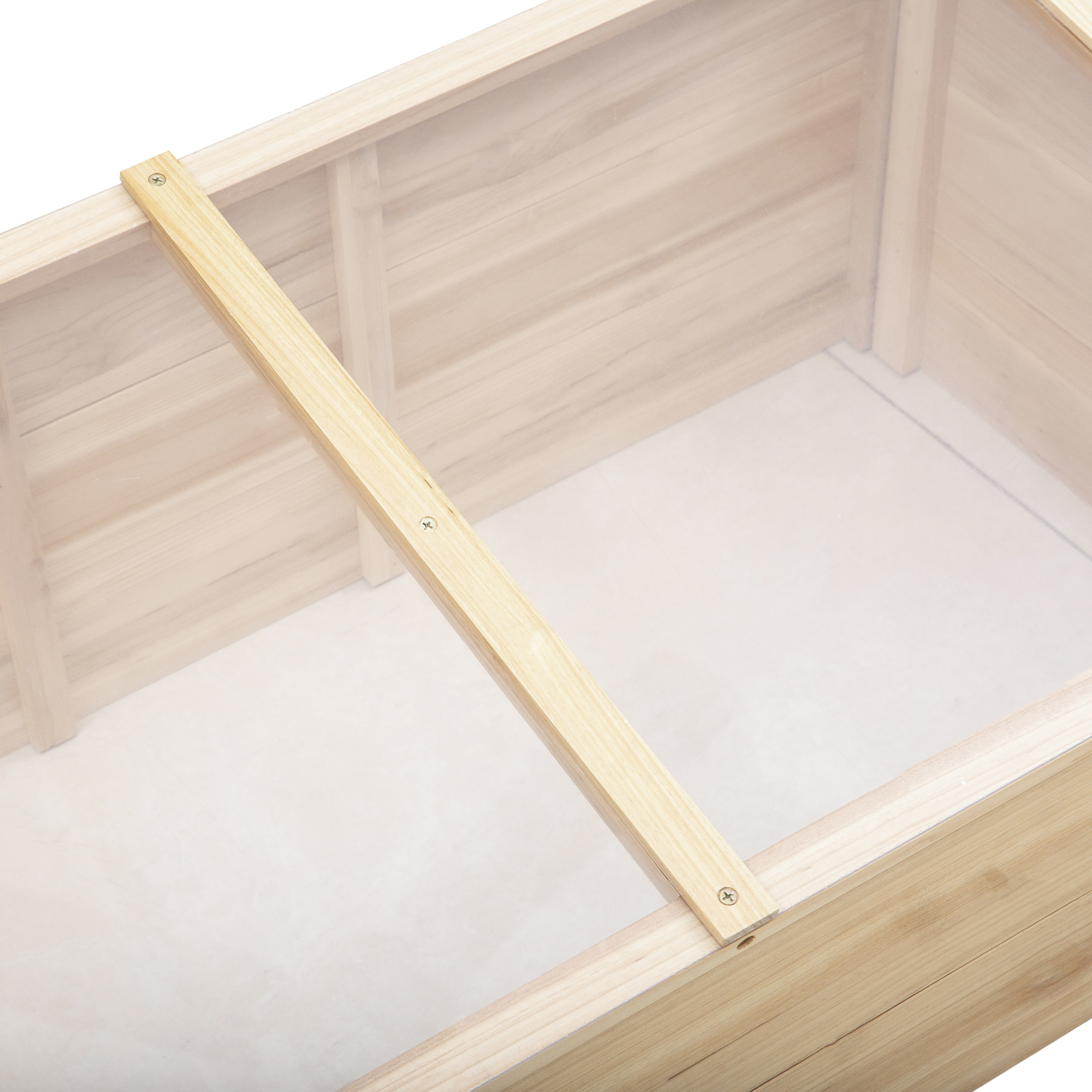 Gewächshaus Holz Frühbeet Frühbeetkasten Treibhaus Garten & Pflanzkasten-System für Garten Balkon, 100 x 50 x 35 cm, Natur, Tanne, PC-Platte