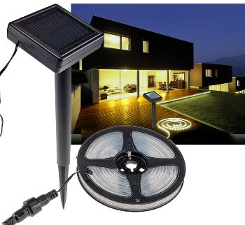 LED Solar LED-Stripe 3m, warmweiß 3000K, IP44, Dämmerungssensor