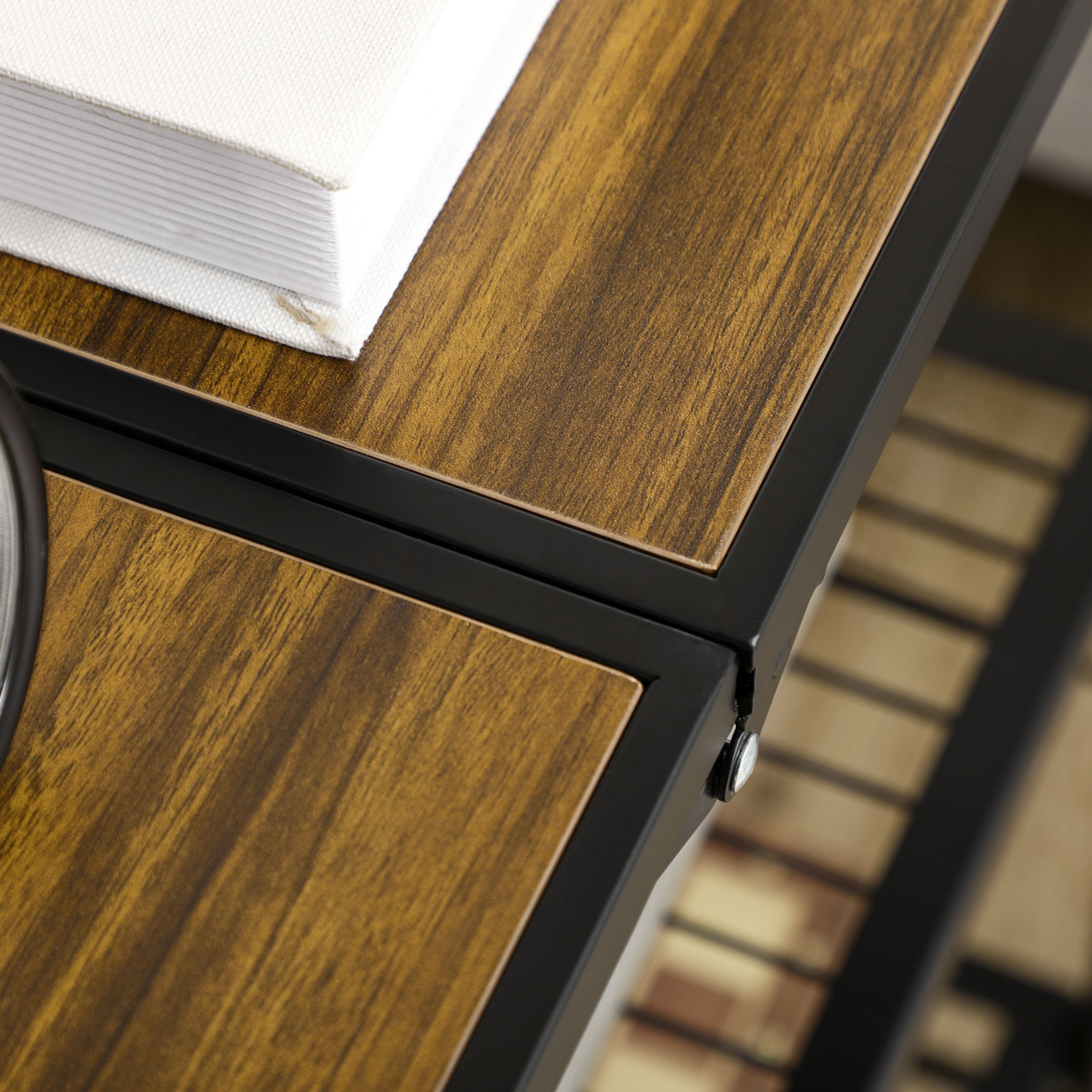 Küchenwagen im Industriedesign, mit 3 Regalen, Mehrzweckwagen, Servierwagen, 4 Räder, klappbar, Braun + Schwarz