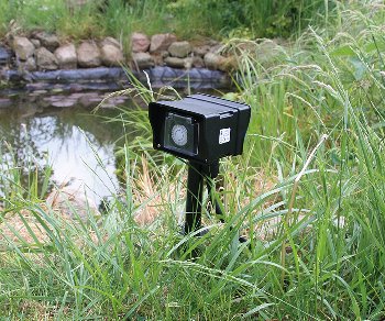 Gartensteckdose mit Erdspieß, 2-fach / IP44, 2m Kabel, Zeitschaltuhr