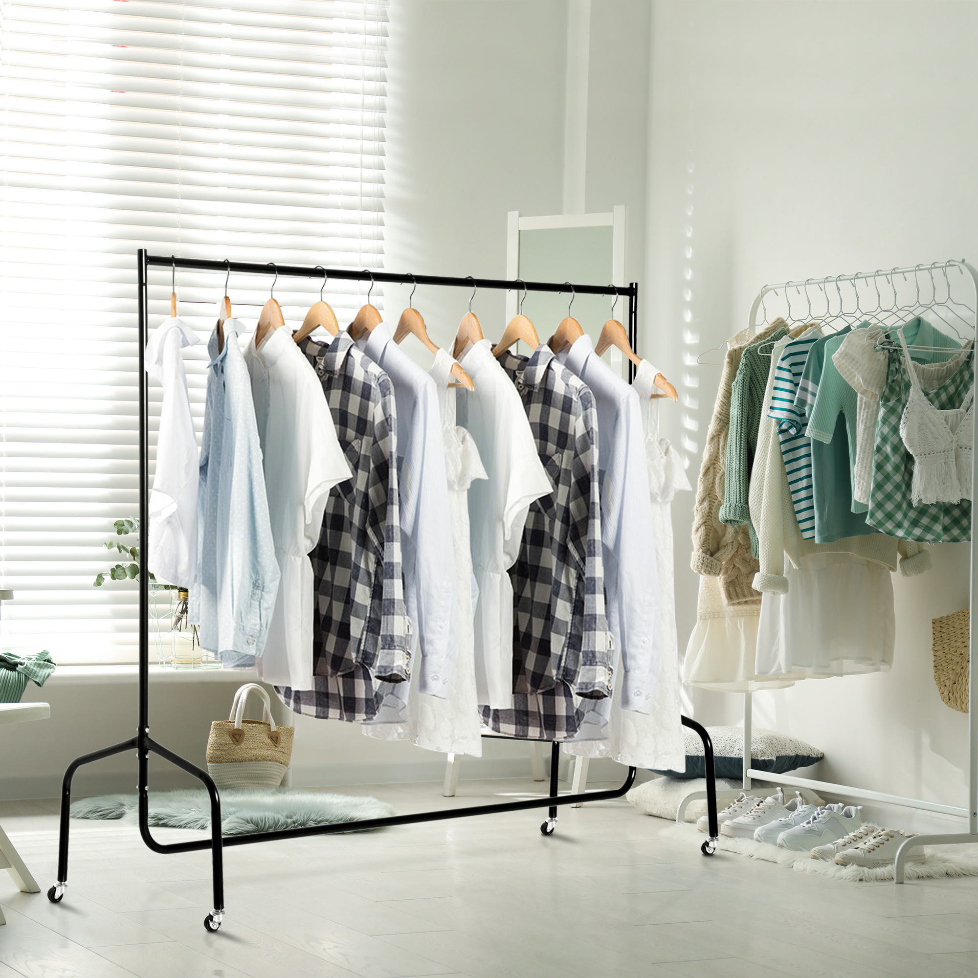 Kleiderständer Kleiderwagen Wäscheständer Rollgarderobe Garderobenständer (150 x 60 x 170 cm)