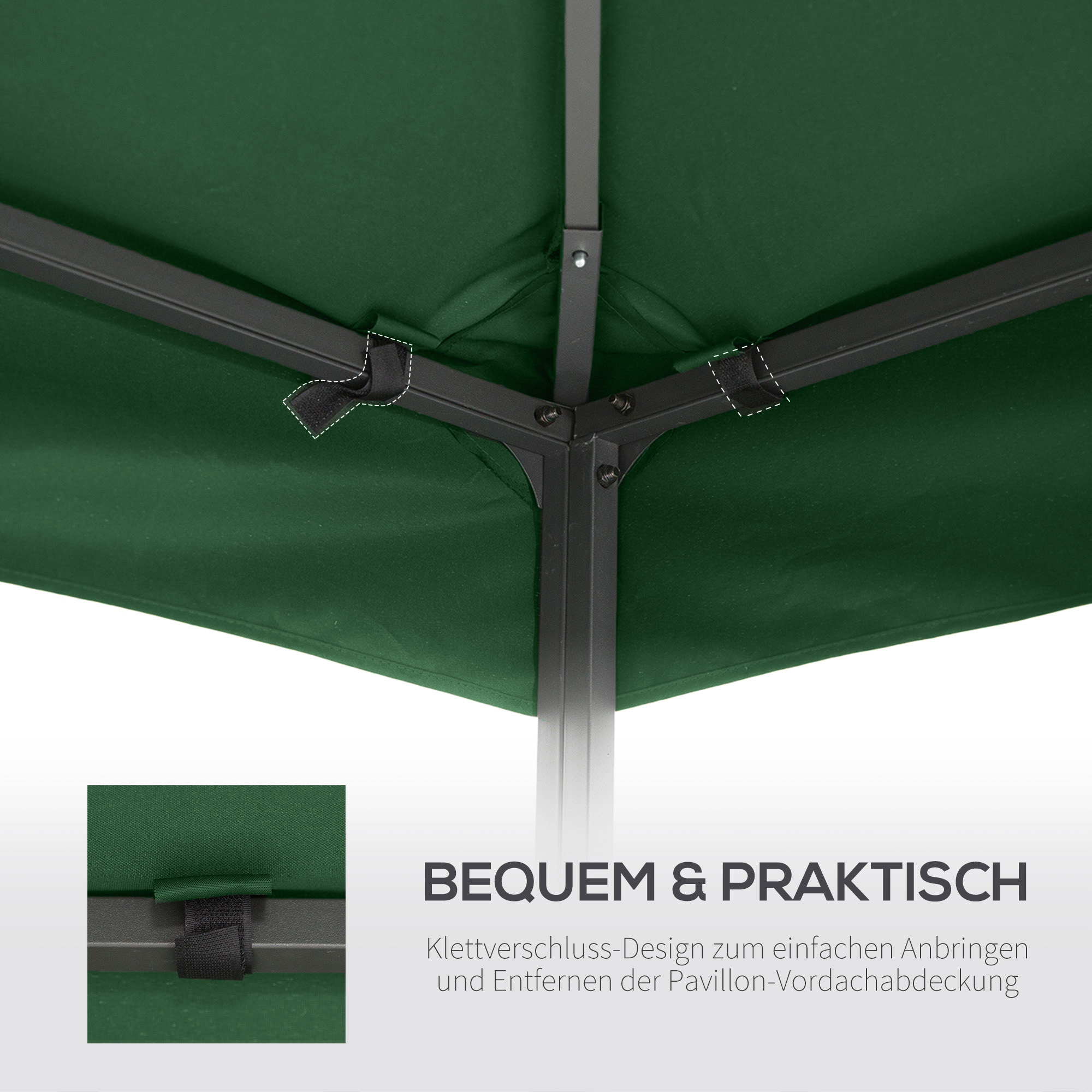 Ersatzdach für Pavillon 3x3m wasserabweisend Pavillondach für Metallpavillon Pavillon Ersatzdach Gartenpavillon Partyzelt Gartenzelt Polyester Dunkelgrün