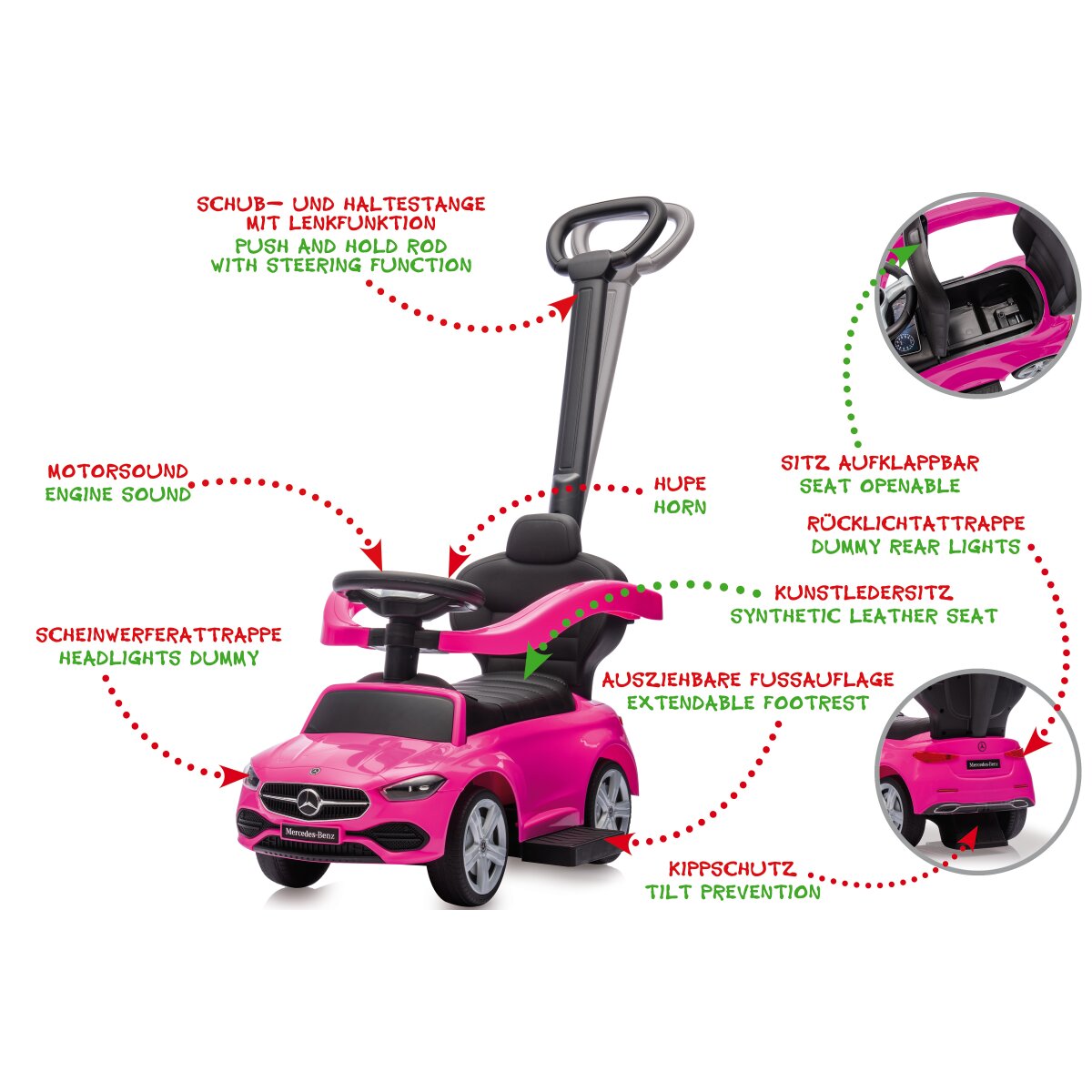 Rutscher Mercedes-Benz C-Class pink 3in1 Rutscher Mercedes-Benz C-Class pink 3in1