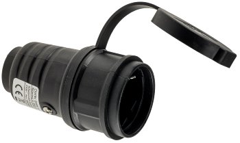 Schutzkontakt-Gummikupplung für Außen, Schutzkappe, 250V/16A, IP44