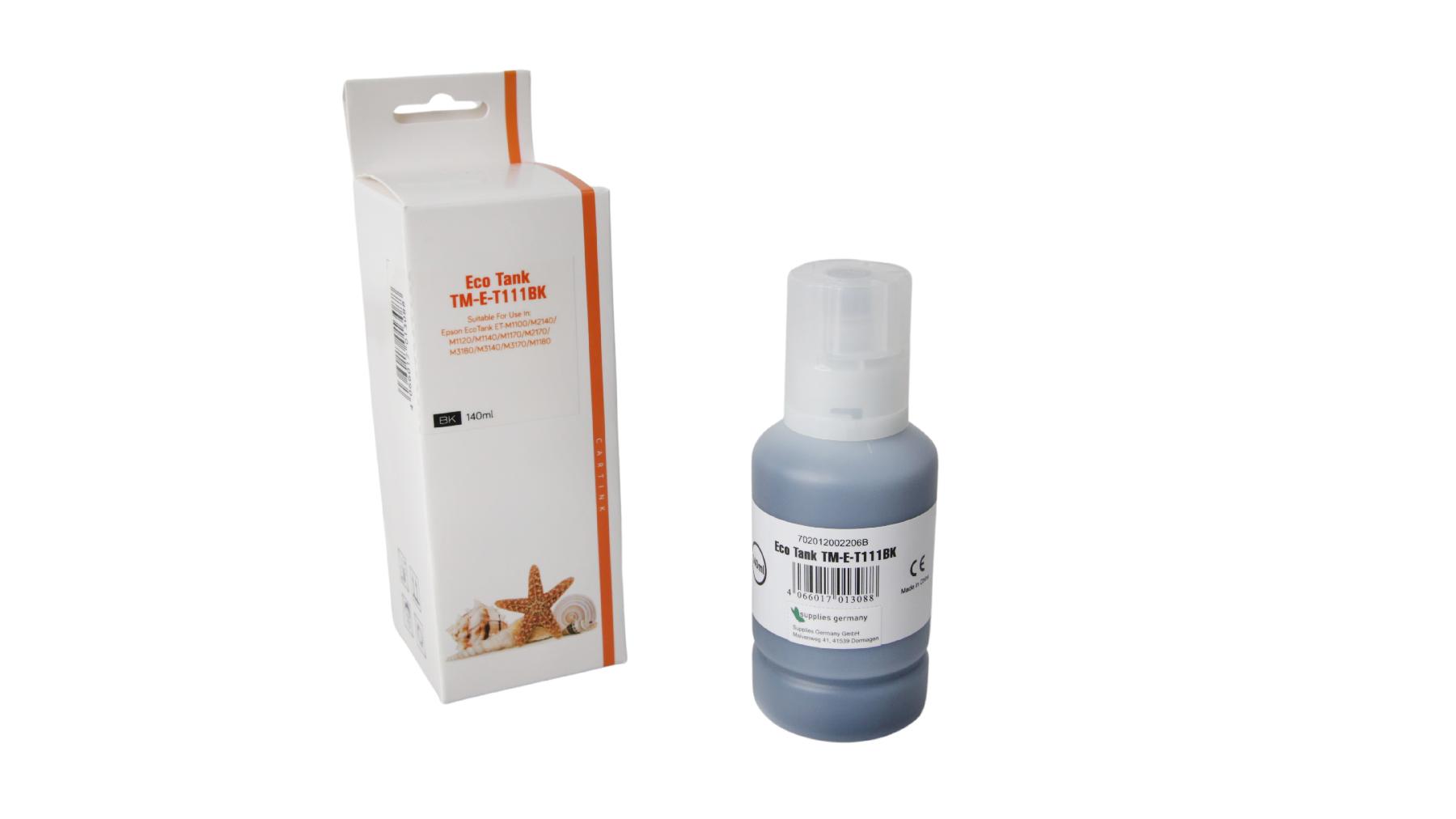 T111BK Eco Tank Nachfüllflasche black für Epson / C13T03M140 / 140