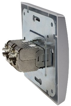 DELPHI Netzwerk-Dose 2x CAT6 / inkl. Rahmen, UP, silber