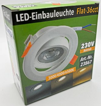 LED-Einbauleuchte "Flat-36 CCT", 5W, 3000/4000/6500K, schwenkbar