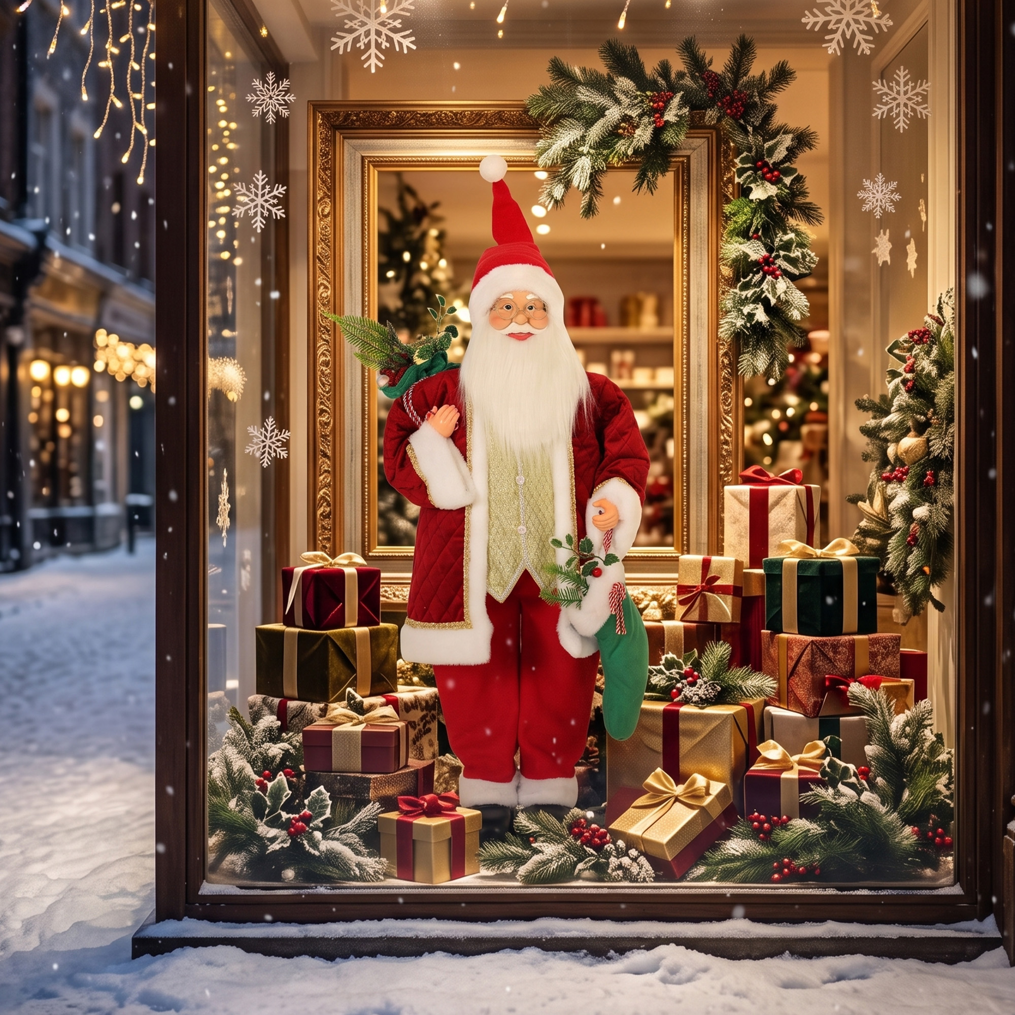 120 cm singender & tanzender Weihnachtsmann, stehende animierte Weihnachtsfigur mit Strumpf, Sack, per Sound/Berührung aktiviert