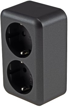 FASKO Doppel-Steckdose, AP, Anthrazit, 250V~/ 16A, Aufputz, Schraubanschluss