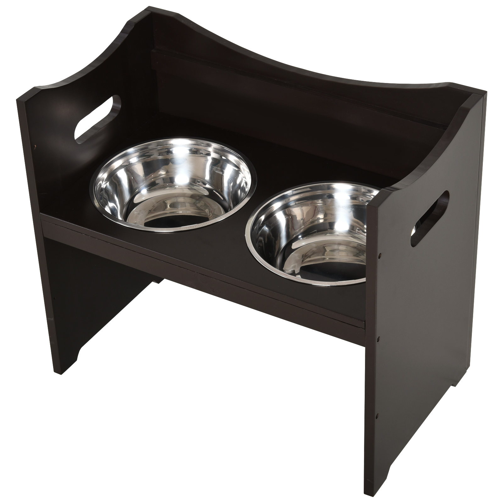 Erhöhter Hundenapf Höhenverstellbar Futternapf mit Ständer Wassernapf 2 x 2L Edelstahlnäpfen Langsamfutternapf verstellbar Fressnapf Futterstation Hundenäpfe für alle Hundegrößen, Kaffee