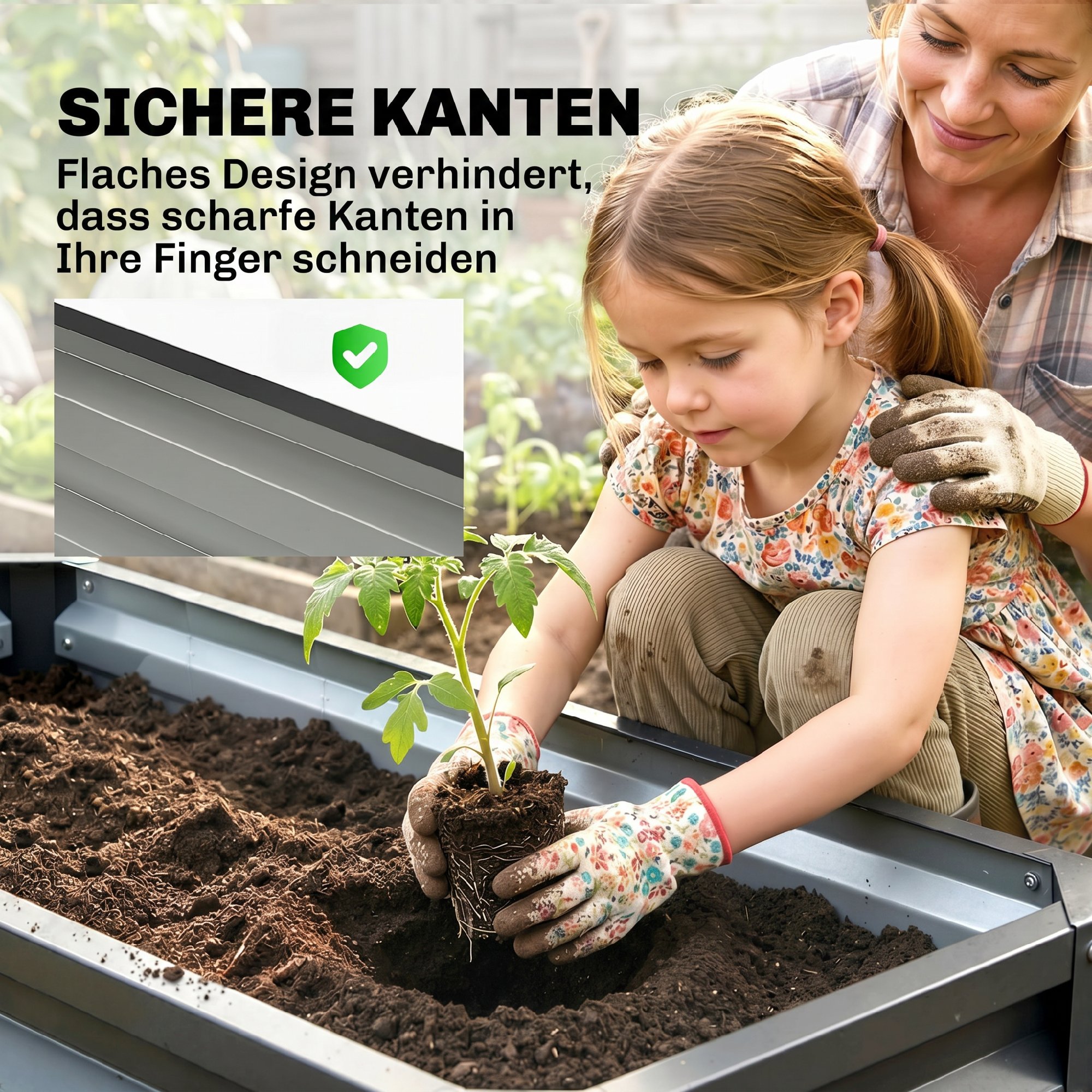 Hochbeet Metall 2er-Set, Offener Boden, Für Garten Balkon, 110x50x30cm, Dunkelgrau