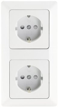 MILOS Set 2 Steckdosen + 2-fach Rahmen / 250V~/ 16A, Steckanschluss, Matt-weiß