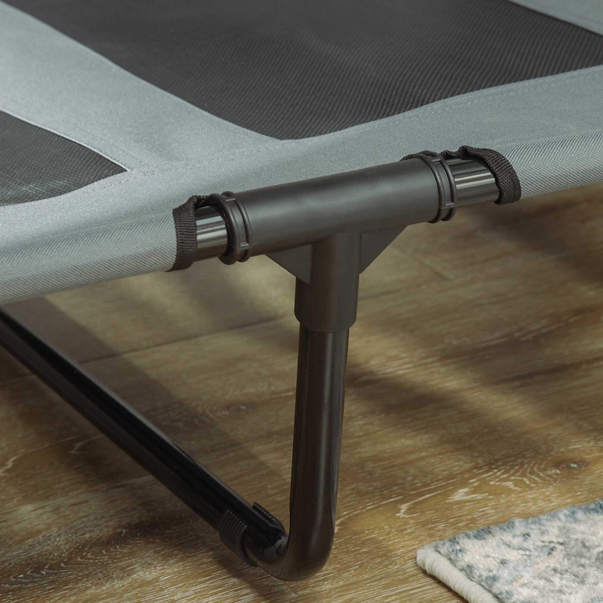 erhöhtes Hundebett mit Baldachin, Haustierbett, Hundeliege outdoor mit Dach, Atmungsaktiv, Taftstoff für Camping Grau 122 x 92 x 108 cm