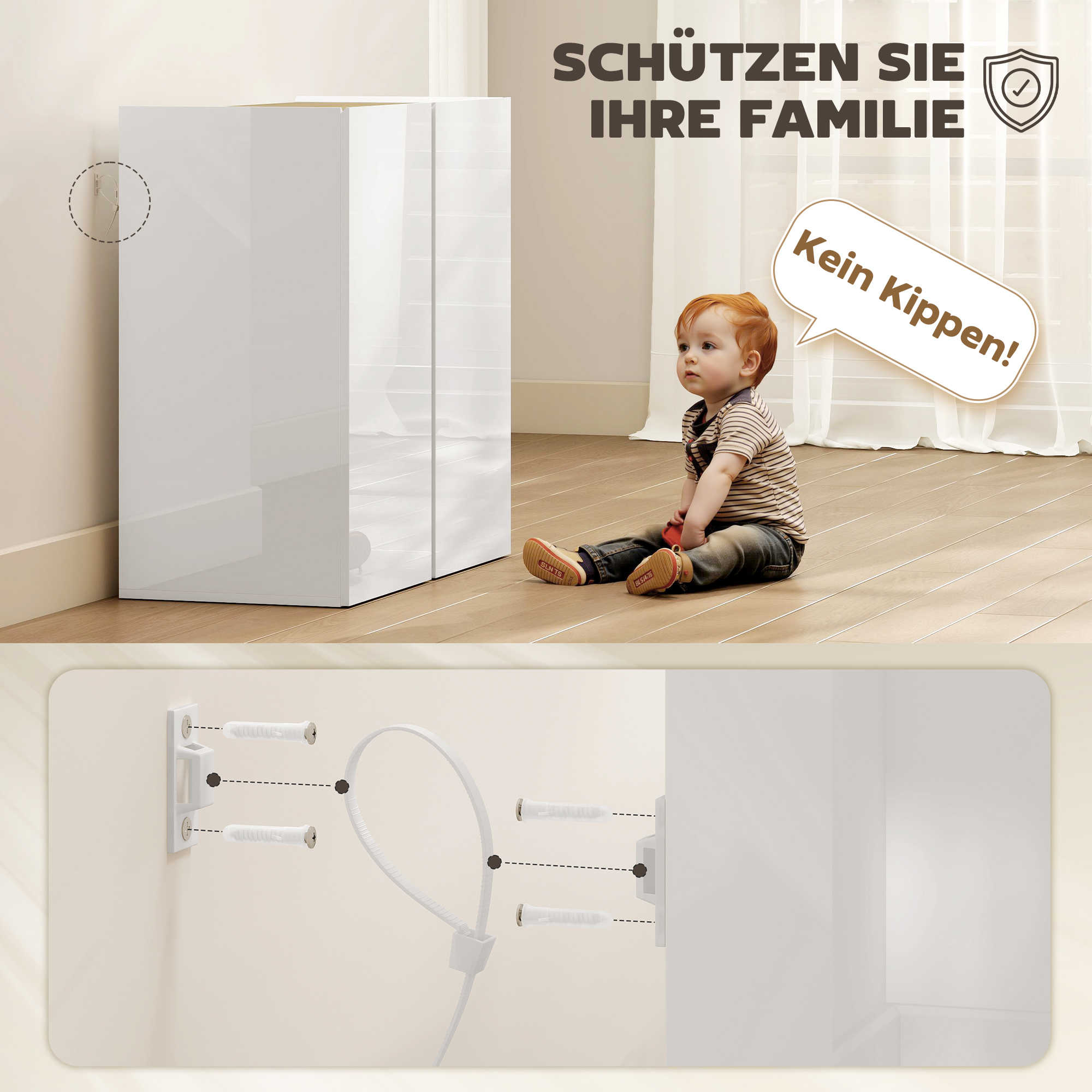 Kommode, Sideboard mit Soft-Close-Türen, anpassbares Regal, für Wohnzimmer, Küche, Esszimmer, Weiß