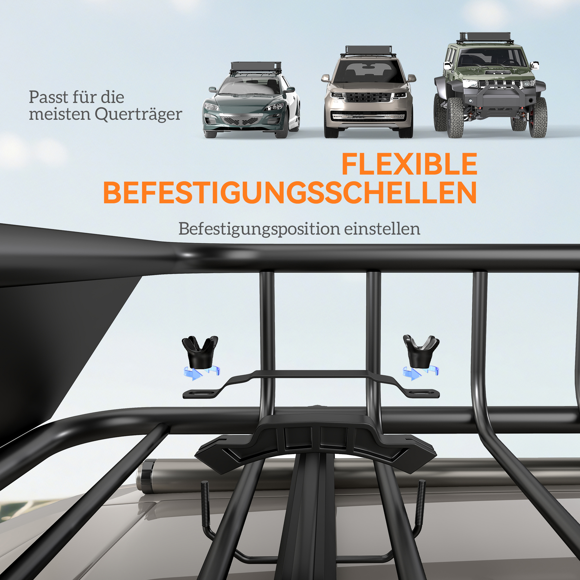 Dachgepäckträger für Autos, Autodach-Korb, 90,7 kg Tragkraft, Dachträger mit Windabweiser, Stahlrohre, Schwarz