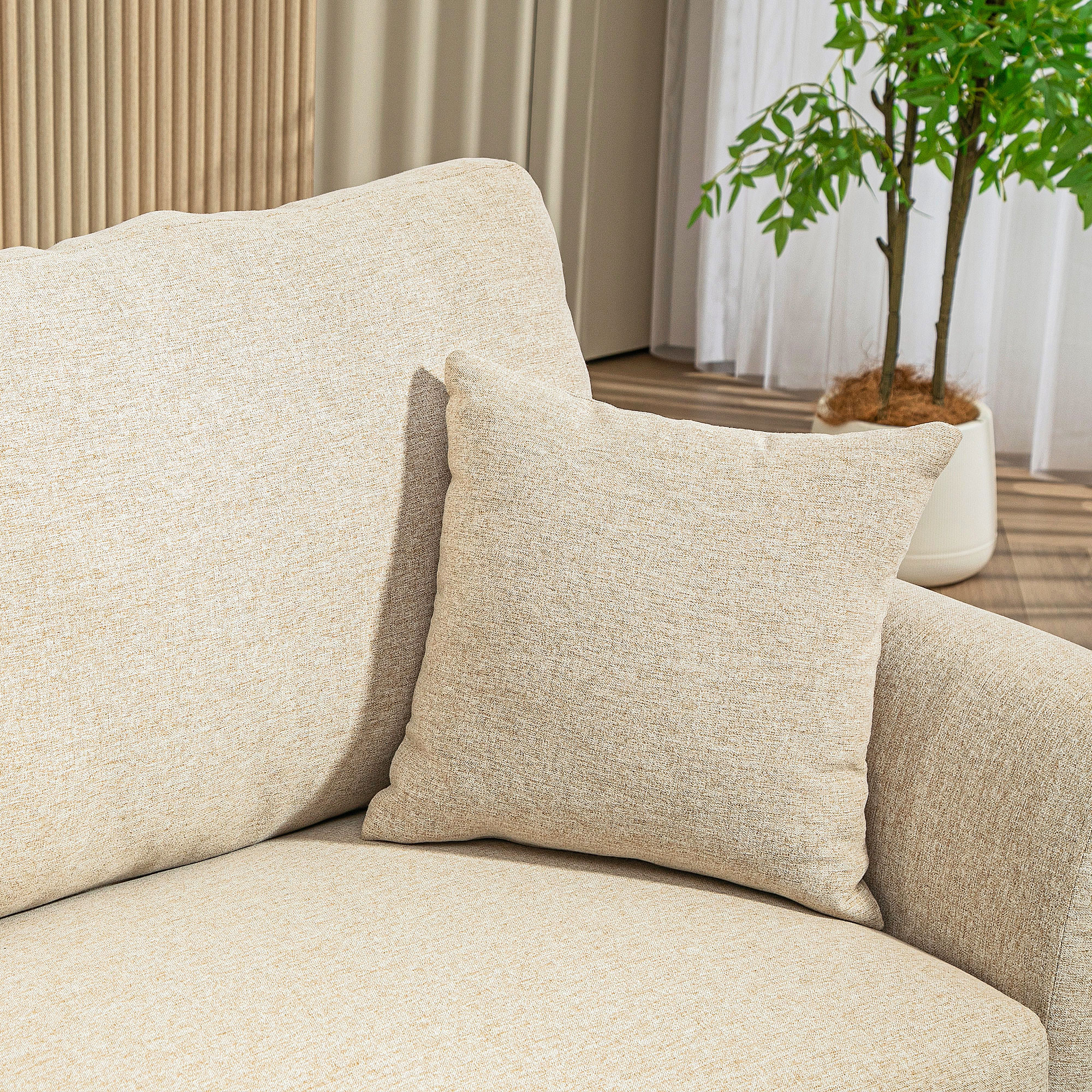 2-Sitzer Sofa mit Leinenoptik, dicke Polsterung, bis 360 kg, 179 x 80 x 89 cm, Beige