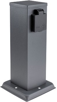 Steckdosensäule 2-fach, IP44, Anthrazit / 250V~/ 16A, 13x13x27cm