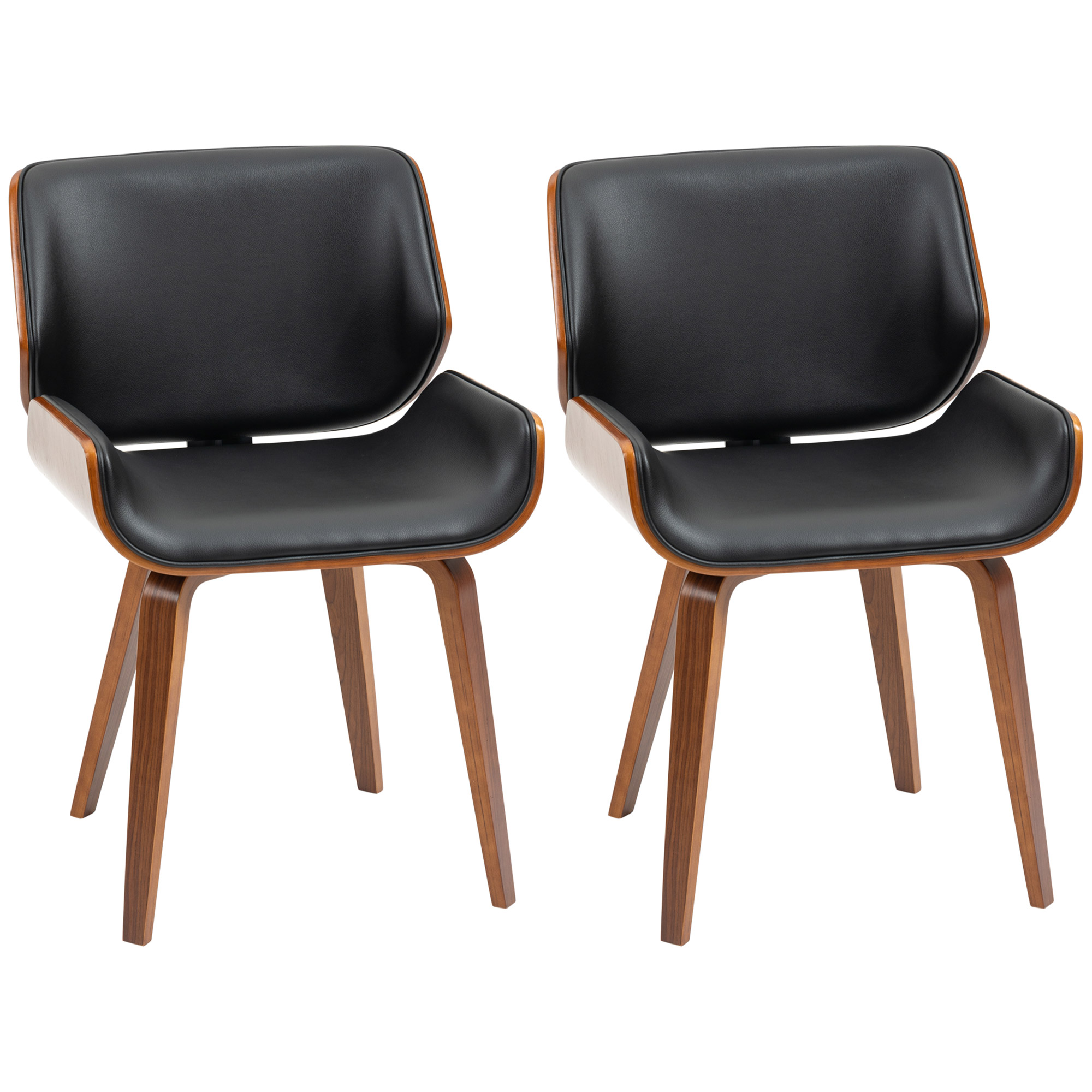 2er-Set Vintage-Esszimmerstühle, Holz, Stoffbezug, Schaumstoff, Schwarz