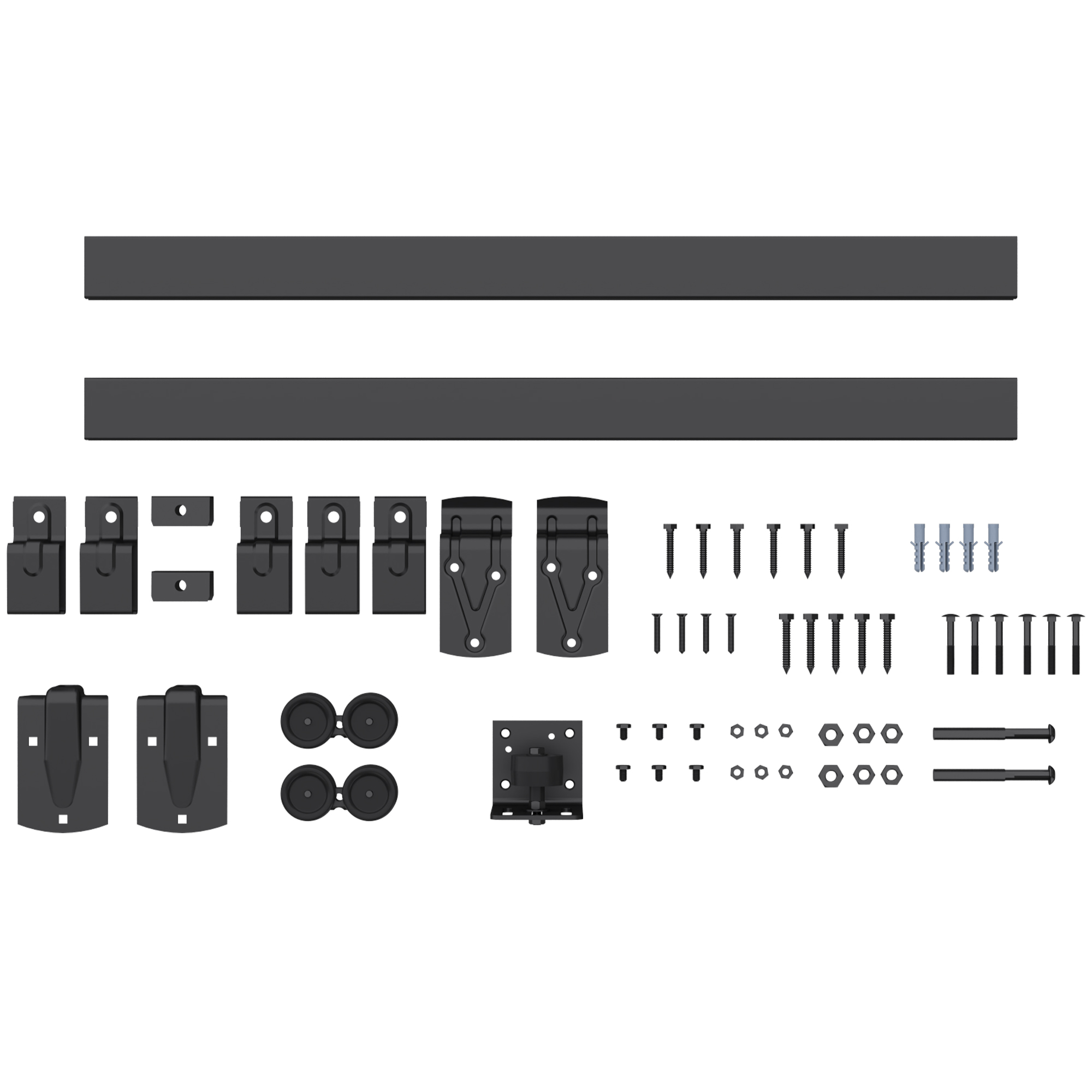 Schwerlast Schiebetür-Hardware-Set 244 cm Schwarz für Einzeltüren