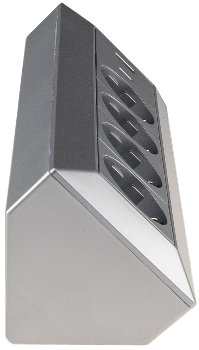 4-fach Steckdosenblock, USB-A+C, silber / 250V~/ 16A, Aufbaumontage, USB 3,1A, PD
