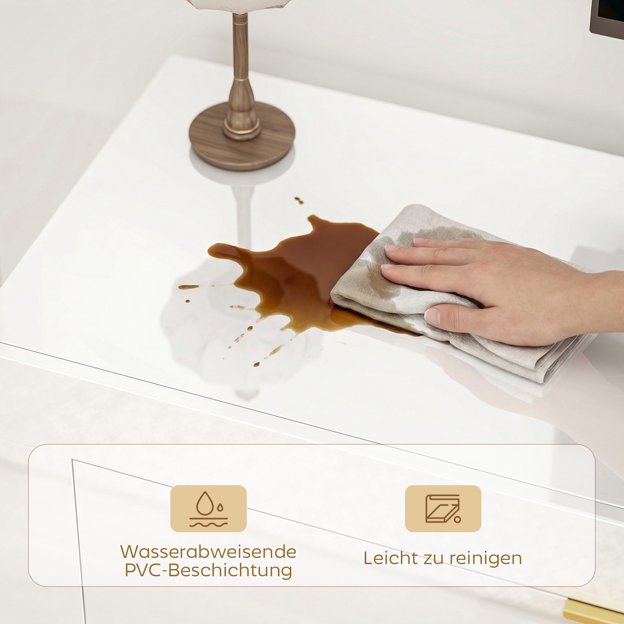 TV-Schrank für Fernseher bis zu 75 Zoll, modernes Entertainment-Center mit 2 Schränken und 2 Schubladen, Hochglanz Weiß