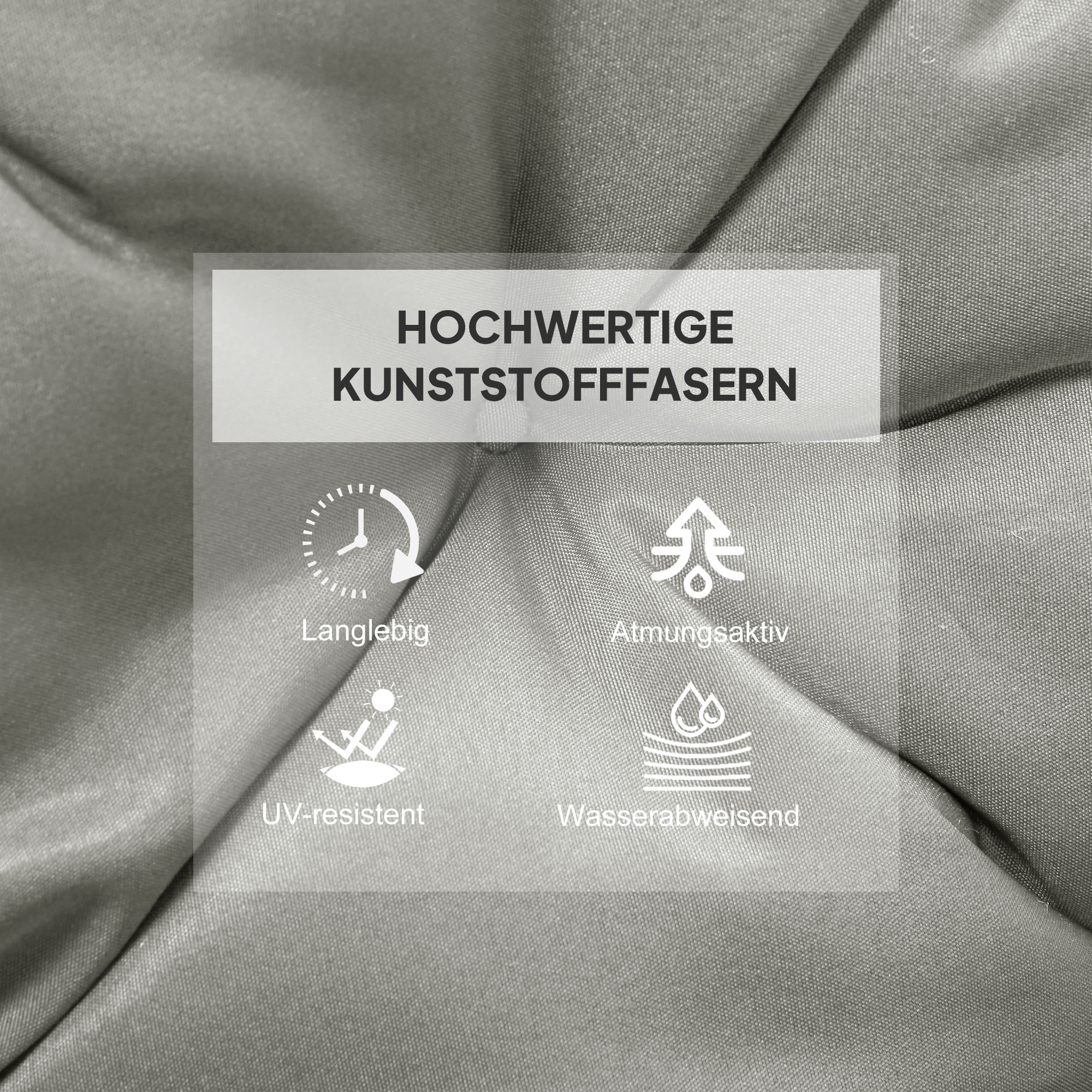 2er-Set Sitzkissen, 98 x 50 cm Stuhlkissen mit Bindebänder, Stoffbezug, 8cm dick Hellgrau