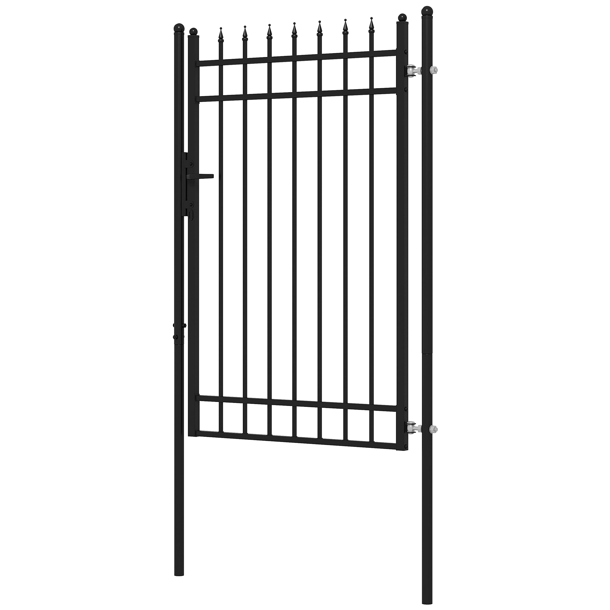 Gartentor, Schloss und Schlüssel, dekorative Spitzen, rostfreier Stahl, 107x204cm, Schwarz