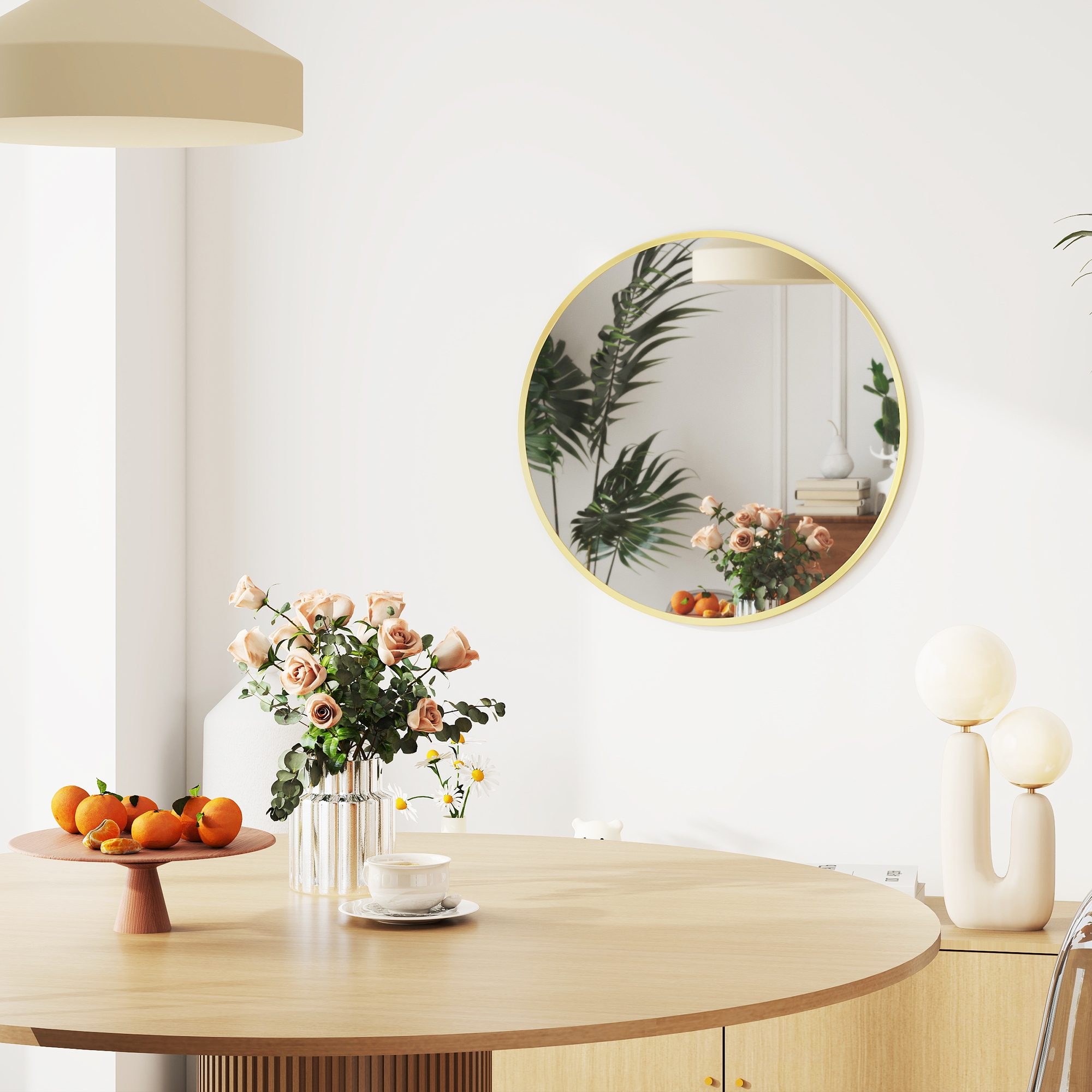Wandspiegel, modernes Design, 61 x 61 cm, Gold