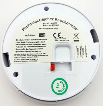 Rauchmelder "CT-RM 207" DIN EN14604, integrierte 10 Jahres Lithium-Batterie