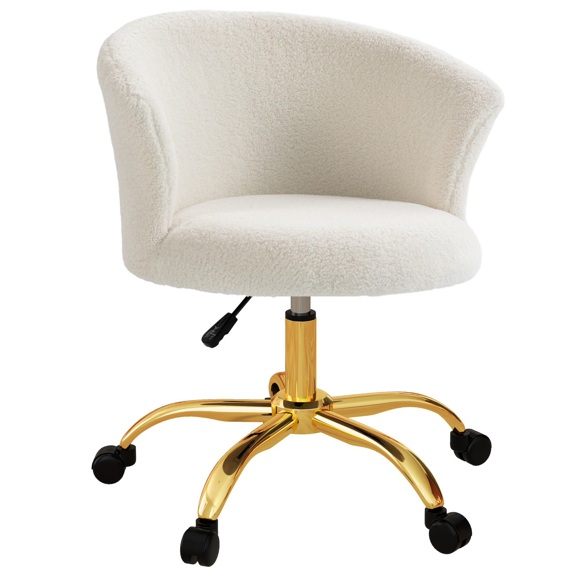 Schreibtischstuhl, höhenverstellbarer Bürostuhl mit Teddy-Fleece-Optik 58 x 56 x 68-76 cm Weiß